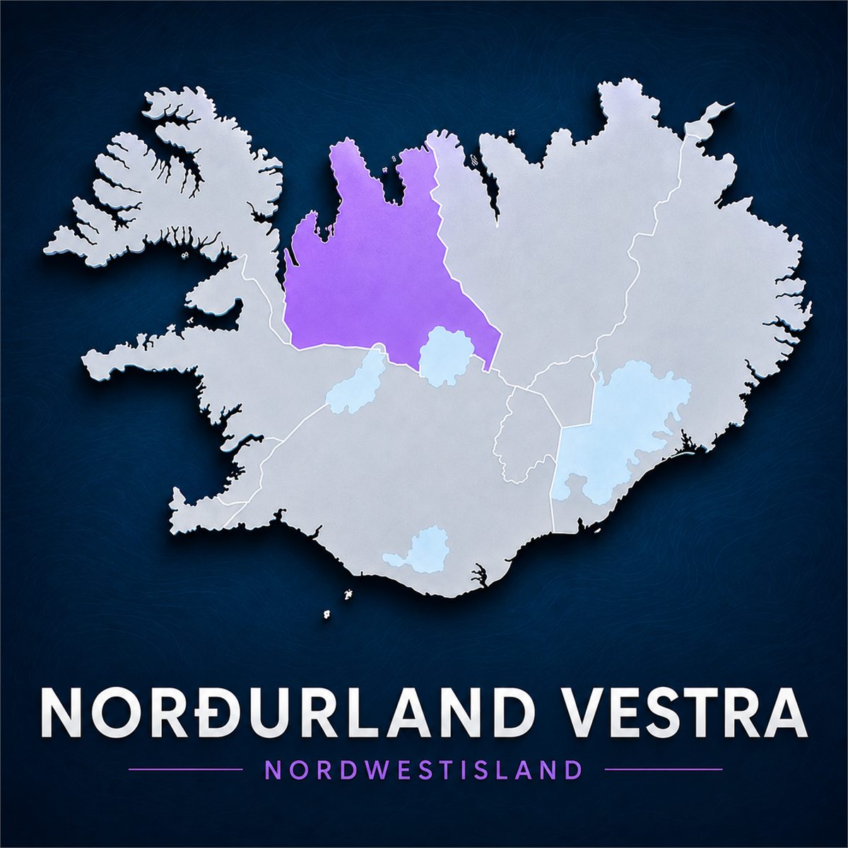 Karte von Island mit markierter Region Nordwestisland